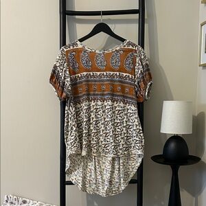 FREE PEOPLE Hi-Low Bohemian Print Women's Top